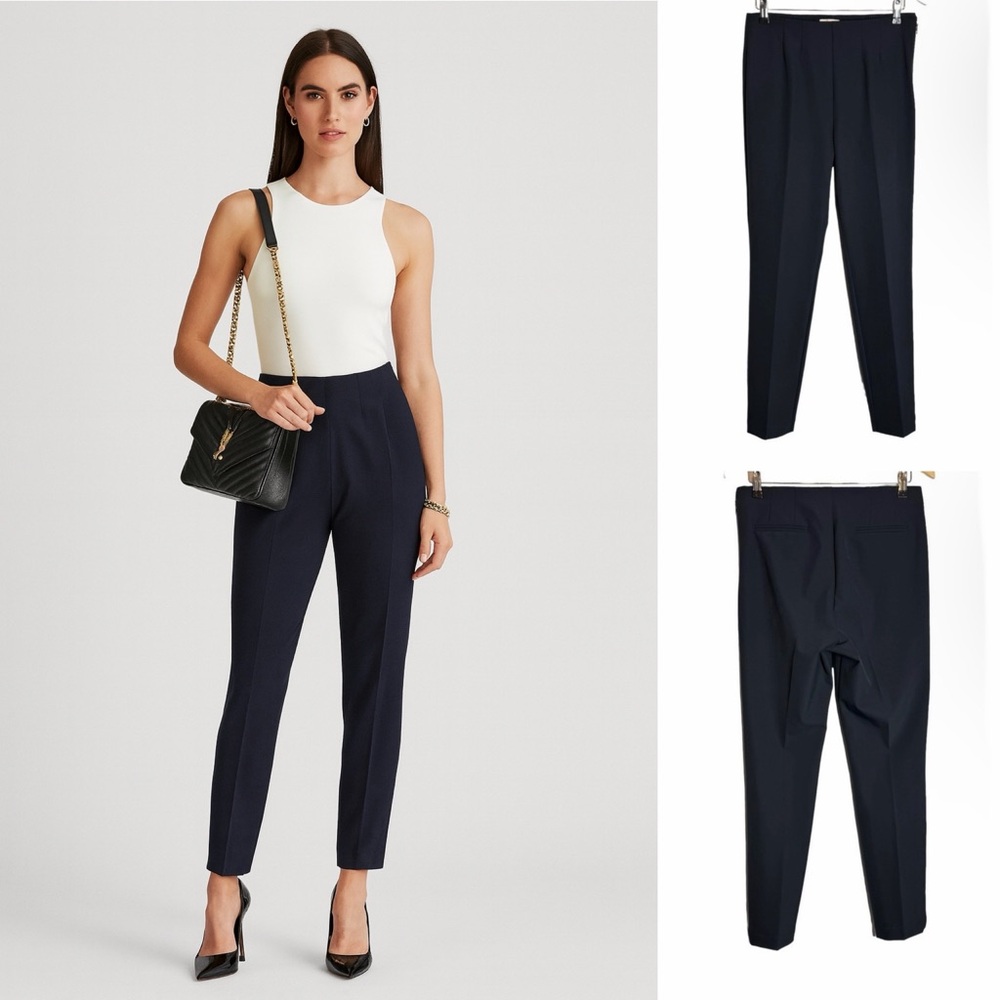 Rebecca Taylor Pleated Pants Size 8 High Rise Stretch Side Zip Tapered